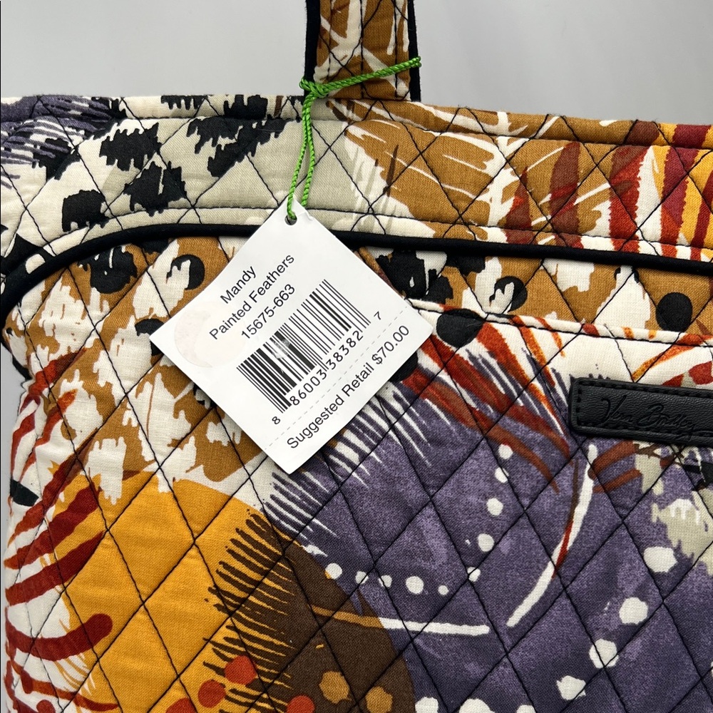 NWT Vera Bradley Mandy Painted Feathers Quilted Tote - Picture 2 of 7